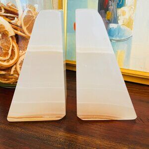 Vintage Onyx Soft Tones Bookends Cottagecore MCM Heritage Decor Grandpa Grandma